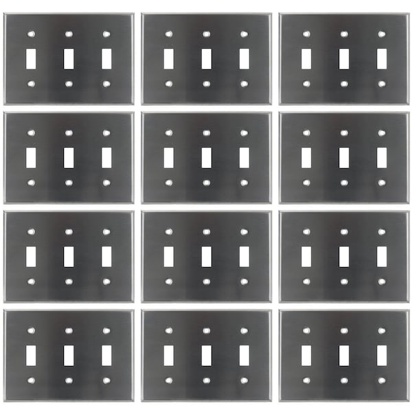 Sunlite 3-Gang Toggle Switch Plate Steel Standard 4.5-in X 6.4-in Matching Screws Included UL Listed, 12PK 40901-NS - main